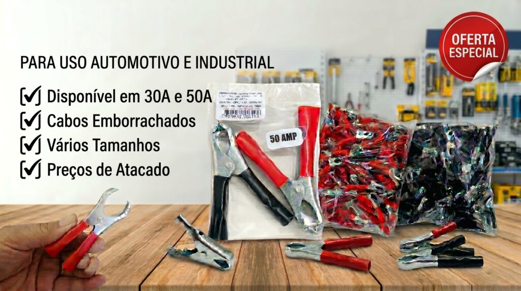 Garra de Bateria 30A e 50A com Espaguete: A Solução Ideal para Manutenção, Testes Elétricos e Equipamentos Industriais Garra de Bateria 30A e 50A com Espaguete: A Solução Ideal para Manutenção, Testes Elétricos e Equipamentos Industriais